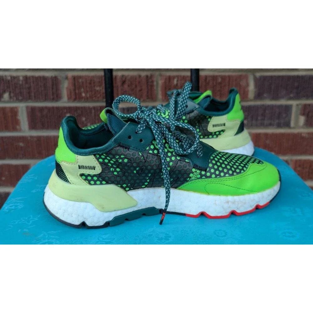 Adidas Nite Jogger 3M Bar Code EF5407 Graphic Sneakers-Blk/Lime Grn-M6/W7.5